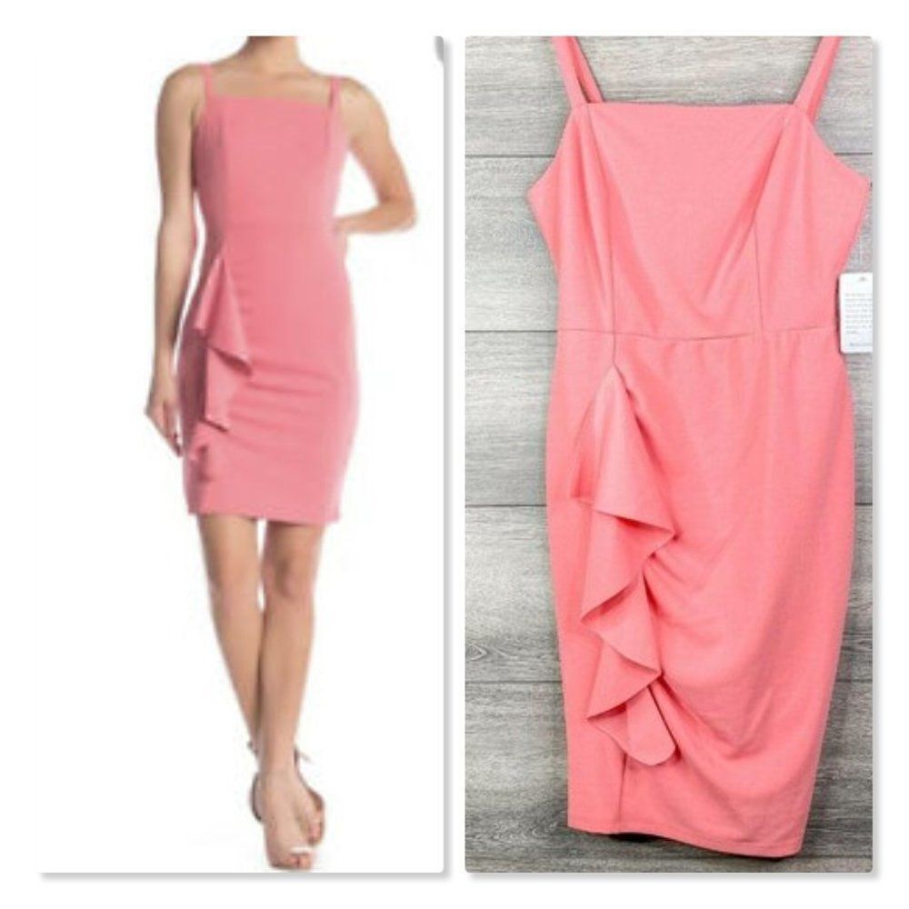 Bebe Coral Cascading Ruffle Front Tank Dress size 12- NEW